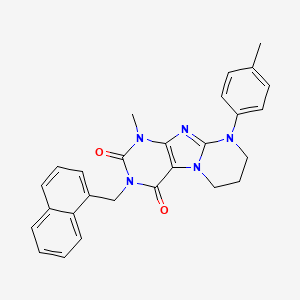 molecular formula C27H25N5O2 B2644869 1-methyl-9-(4-methylphenyl)-3-(naphthalen-1-ylmethyl)-7,8-dihydro-6H-purino[7,8-a]pyrimidine-2,4-dione CAS No. 844834-16-8