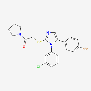 2-((5-(4-bromophenyl)-1-(3-chlorophenyl)-1H-imidazol-2-yl)thio)-1-(pyrrolidin-1-yl)ethanone