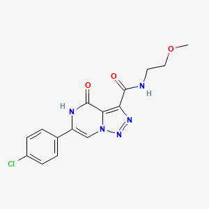 molecular formula C15H14ClN5O3 B2644879 6-(4-chlorophenyl)-N-(2-methoxyethyl)-4-oxo-4,5-dihydro[1,2,3]triazolo[1,5-a]pyrazine-3-carboxamide CAS No. 2108942-01-2
