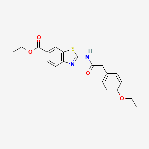 molecular formula C20H20N2O4S B2644891 乙基 2-(2-(4-乙氧基苯基)乙酰氨基)苯并[d]噻唑-6-羧酸酯 CAS No. 923484-99-5