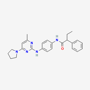 molecular formula C25H29N5O B2644894 N-{4-[(4-methyl-6-pyrrolidin-1-ylpyrimidin-2-yl)amino]phenyl}-2-phenylbutanamide CAS No. 946295-30-3