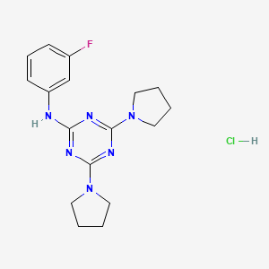 B2644895 N-(3-fluorophenyl)-4,6-di(pyrrolidin-1-yl)-1,3,5-triazin-2-amine hydrochloride CAS No. 1179446-24-2