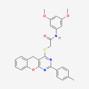 molecular formula C28H25N3O4S B2644900 N-(3,5-二甲氧基苯基)-2-((2-(对甲苯基)-5H-色烯并[2,3-d]嘧啶-4-基)硫代)乙酰胺 CAS No. 866726-46-7