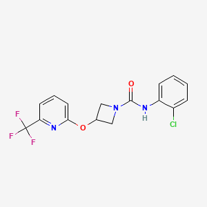 molecular formula C16H13ClF3N3O2 B2644941 N-(2-chlorophenyl)-3-((6-(trifluoromethyl)pyridin-2-yl)oxy)azetidine-1-carboxamide CAS No. 2034512-53-1