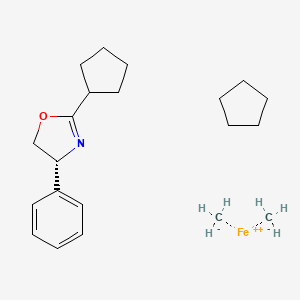 molecular formula C21H23FeNO B2644949 Carbanide;cyclopentane;(4R)-2-cyclopentyl-4-phenyl-4,5-dihydro-1,3-oxazole;iron(2+) CAS No. 215818-63-6