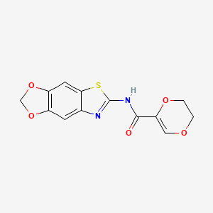molecular formula C13H10N2O5S B2644959 N-([1,3]dioxolo[4,5-f][1,3]benzothiazol-6-yl)-2,3-dihydro-1,4-dioxine-5-carboxamide CAS No. 892853-67-7