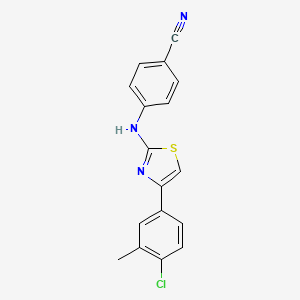 molecular formula C17H12ClN3S B2644962 4-((4-(4-Chloro-3-methylphenyl)-2,5-thiazolyl)amino)benzenecarbonitrile CAS No. 1022254-59-6