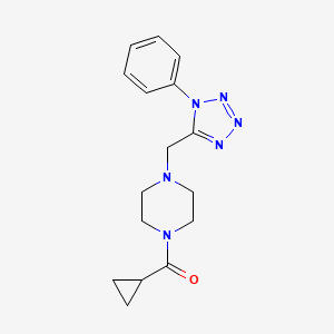molecular formula C16H20N6O B2644971 cyclopropyl(4-((1-phenyl-1H-tetrazol-5-yl)methyl)piperazin-1-yl)methanone CAS No. 930874-27-4