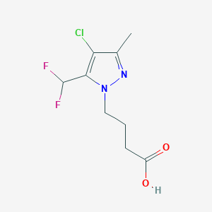 molecular formula C9H11ClF2N2O2 B2644996 4-[4-Chloro-5-(difluoromethyl)-3-methylpyrazol-1-yl]butanoic acid CAS No. 1946822-70-3