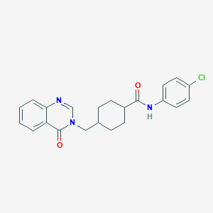 molecular formula C22H22ClN3O2 B264500 N-(4-chlorophenyl)-4-[(4-oxoquinazolin-3(4H)-yl)methyl]cyclohexanecarboxamide 