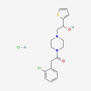 molecular formula C18H22Cl2N2O2S B2645004 盐酸2-(2-氯苯基)-1-(4-(2-羟基-2-(噻吩-2-基)乙基)哌嗪-1-基)乙酮 CAS No. 1351658-42-8