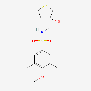 molecular formula C15H23NO4S2 B2645005 4-methoxy-N-((3-methoxytetrahydrothiophen-3-yl)methyl)-3,5-dimethylbenzenesulfonamide CAS No. 1448029-51-3