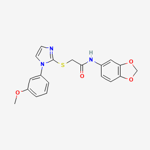molecular formula C19H17N3O4S B2645010 N-(benzo[d][1,3]dioxol-5-yl)-2-((1-(3-methoxyphenyl)-1H-imidazol-2-yl)thio)acetamide CAS No. 688335-73-1