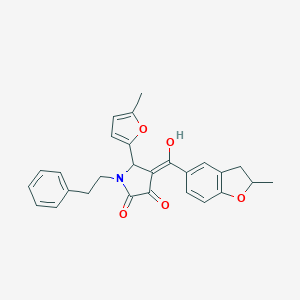 molecular formula C27H25NO5 B264503 3-hydroxy-4-[(2-methyl-2,3-dihydro-1-benzofuran-5-yl)carbonyl]-5-(5-methyl-2-furyl)-1-(2-phenylethyl)-1,5-dihydro-2H-pyrrol-2-one 
