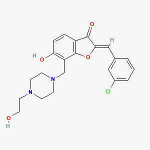 molecular formula C22H23ClN2O4 B2645039 (Z)-2-(3-chlorobenzylidene)-6-hydroxy-7-((4-(2-hydroxyethyl)piperazin-1-yl)methyl)benzofuran-3(2H)-one CAS No. 896850-95-6