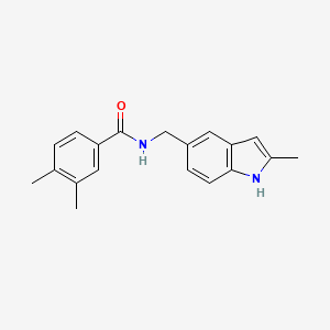 molecular formula C19H20N2O B2645042 3,4-二甲基-N-[(2-甲基-1H-吲哚-5-基)甲基]苯甲酰胺 CAS No. 852136-24-4