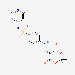 molecular formula C19H20N4O6S B2645050 5-(((4-(((2,6-二甲基嘧啶-4-基)氨基)磺酰)苯基)氨基)亚甲基)-2,2-二甲基-1,3-二氧六环-4,6-二酮 CAS No. 1023388-56-8