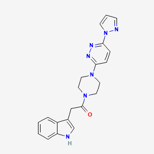molecular formula C21H21N7O B2645057 1-(4-(6-(1H-pyrazol-1-yl)pyridazin-3-yl)piperazin-1-yl)-2-(1H-indol-3-yl)ethanone CAS No. 1226437-44-0