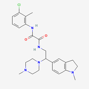 molecular formula C25H32ClN5O2 B2645068 N1-(3-chloro-2-methylphenyl)-N2-(2-(1-methylindolin-5-yl)-2-(4-methylpiperazin-1-yl)ethyl)oxalamide CAS No. 921925-30-6