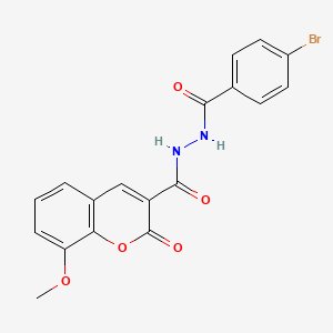 molecular formula C18H13BrN2O5 B2645077 N'-(4-溴苯甲酰基)-8-甲氧基-2-氧代色满-3-碳酰肼 CAS No. 324065-09-0
