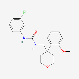 molecular formula C20H23ClN2O3 B2645081 1-(3-chlorophenyl)-3-((4-(2-methoxyphenyl)tetrahydro-2H-pyran-4-yl)methyl)urea CAS No. 1226432-42-3