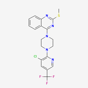 molecular formula C19H17ClF3N5S B2645083 4-{4-[3-氯-5-(三氟甲基)-2-吡啶基]哌嗪}-2-(甲硫基)喹唑啉 CAS No. 866138-05-8