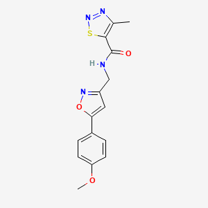 molecular formula C15H14N4O3S B2645091 N-((5-(4-甲氧基苯基)异恶唑-3-基)甲基)-4-甲基-1,2,3-噻二唑-5-甲酰胺 CAS No. 1209803-02-0