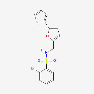 molecular formula C15H12BrNO3S2 B2645092 2-溴-N-((5-(噻吩-2-基)呋喃-2-基)甲基)苯磺酰胺 CAS No. 2034249-74-4
