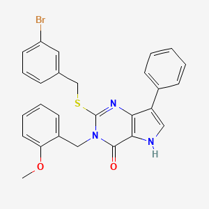 molecular formula C27H22BrN3O2S B2645099 2-((3-溴苄基)硫代)-3-(2-甲氧基苄基)-7-苯基-3H-吡咯并[3,2-d]嘧啶-4(5H)-酮 CAS No. 2034555-78-5