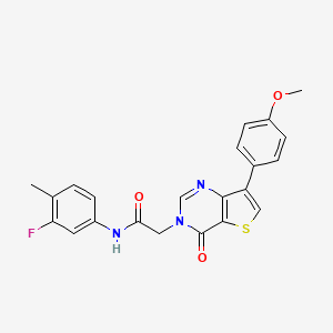 molecular formula C22H18FN3O3S B2645101 N-(3-fluoro-4-methylphenyl)-2-[7-(4-methoxyphenyl)-4-oxothieno[3,2-d]pyrimidin-3(4H)-yl]acetamide CAS No. 1207047-48-0