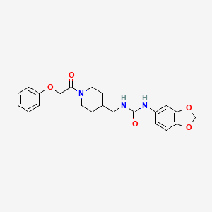 molecular formula C22H25N3O5 B2645109 1-(苯并[d][1,3]二氧杂环-5-基)-3-((1-(2-苯氧基乙酰)哌啶-4-基)甲基)脲 CAS No. 1234867-91-4