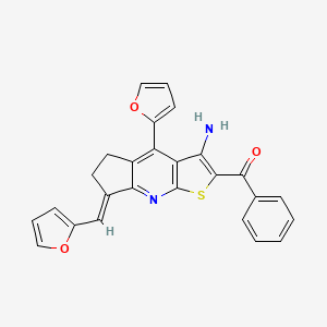 (E)-(3-amino-4-(furan-2-yl)-7-(furan-2-ylmethylene)-6,7-dihydro-5H-cyclopenta[b]thieno[3,2-e]pyridin-2-yl)(phenyl)methanone
