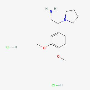 molecular formula C14H24Cl2N2O2 B2645111 2-(3,4-Dimethoxyphenyl)-2-(pyrrolidin-1-yl)ethanamine dihydrochloride CAS No. 1030020-85-9