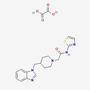molecular formula C20H23N5O5S B2645122 2-(4-((1H-benzo[d]imidazol-1-yl)methyl)piperidin-1-yl)-N-(thiazol-2-yl)acetamide oxalate CAS No. 1351591-70-2