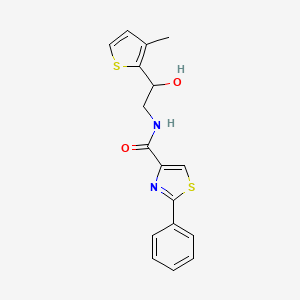 molecular formula C17H16N2O2S2 B2645125 N-(2-hydroxy-2-(3-methylthiophen-2-yl)ethyl)-2-phenylthiazole-4-carboxamide CAS No. 1795083-84-9