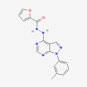 molecular formula C17H14N6O2 B2645131 N'-[1-(3-甲基苯基)吡唑并[3,4-d]嘧啶-4-基]呋喃-2-甲酰腙 CAS No. 890937-73-2