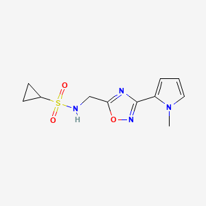 molecular formula C11H14N4O3S B2645136 N-((3-(1-甲基-1H-吡咯-2-基)-1,2,4-恶二唑-5-基)甲基)环丙烷磺酰胺 CAS No. 2034509-45-8
