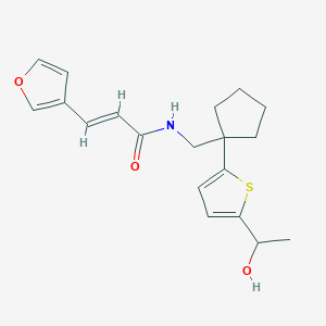 molecular formula C19H23NO3S B2645138 (E)-3-(furan-3-yl)-N-((1-(5-(1-hydroxyethyl)thiophen-2-yl)cyclopentyl)methyl)acrylamide CAS No. 2035018-84-7