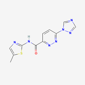 molecular formula C11H9N7OS B2645139 N-(5-methylthiazol-2-yl)-6-(1H-1,2,4-triazol-1-yl)pyridazine-3-carboxamide CAS No. 1448050-81-4