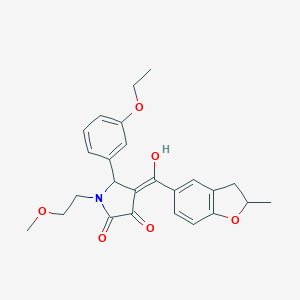 molecular formula C25H27NO6 B264514 5-(3-ethoxyphenyl)-3-hydroxy-1-(2-methoxyethyl)-4-[(2-methyl-2,3-dihydro-1-benzofuran-5-yl)carbonyl]-1,5-dihydro-2H-pyrrol-2-one 