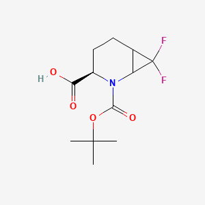 molecular formula C12H17F2NO4 B2645142 (3R)-7,7-Difluoro-2-[(2-methylpropan-2-yl)oxycarbonyl]-2-azabicyclo[4.1.0]heptane-3-carboxylic acid CAS No. 2418618-56-9