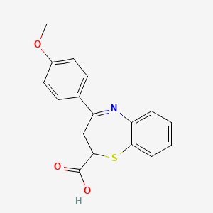 molecular formula C17H15NO3S B2645153 4-(4-Methoxyphenyl)-2,3-dihydro-1,5-benzothiazepine-2-carboxylic acid CAS No. 116274-71-6