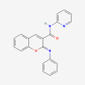 (2Z)-2-(phenylimino)-N-(pyridin-2-yl)-2H-chromene-3-carboxamide
