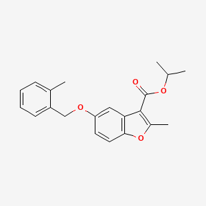 molecular formula C21H22O4 B2645167 Propan-2-yl 2-methyl-5-[(2-methylphenyl)methoxy]-1-benzofuran-3-carboxylate CAS No. 307552-49-4