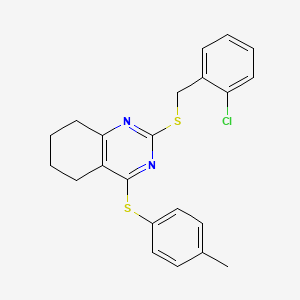 2-[(2-Chlorophenyl)methylsulfanyl]-4-(4-methylphenyl)sulfanyl-5,6,7,8-tetrahydroquinazoline