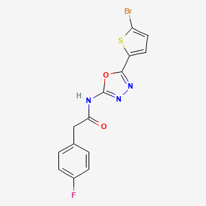 molecular formula C14H9BrFN3O2S B2645173 N-(5-(5-bromothiophen-2-yl)-1,3,4-oxadiazol-2-yl)-2-(4-fluorophenyl)acetamide CAS No. 1021071-06-6