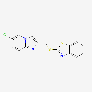 molecular formula C15H10ClN3S2 B2645178 2-(((6-Chloroimidazo[1,2-a]pyridin-2-yl)methyl)thio)benzo[d]thiazole CAS No. 301330-92-7
