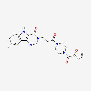 molecular formula C23H23N5O4 B2645181 3-(3-(4-(furan-2-carbonyl)piperazin-1-yl)-3-oxopropyl)-8-methyl-3H-pyrimido[5,4-b]indol-4(5H)-one CAS No. 1105247-68-4