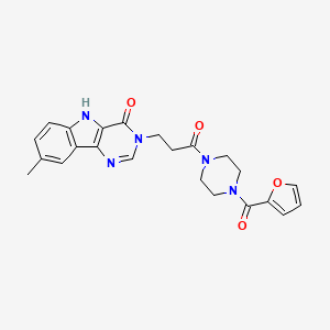 molecular formula C23H23N5O4 B2645181 3-{3-[4-(furan-2-carbonyl)piperazin-1-yl]-3-oxopropyl}-8-methyl-3H,4H,5H-pyrimido[5,4-b]indol-4-one CAS No. 1105247-68-4