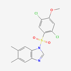 molecular formula C16H14Cl2N2O3S B2645183 1-((2,5-dichloro-4-methoxyphenyl)sulfonyl)-5,6-dimethyl-1H-benzo[d]imidazole CAS No. 433972-84-0